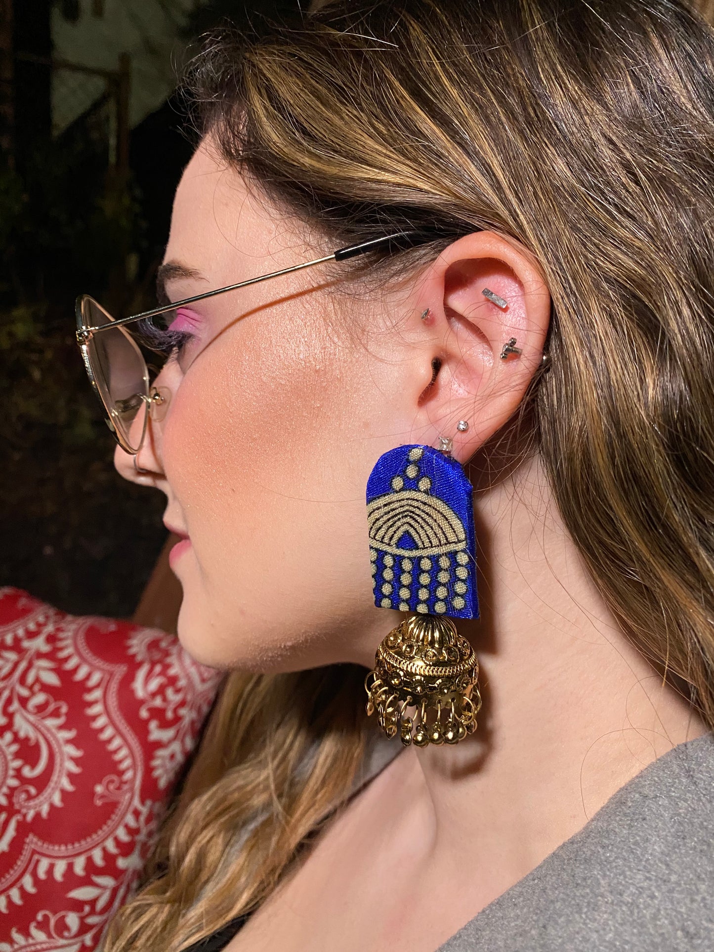 Golden Rainbow Jhumki Earrings