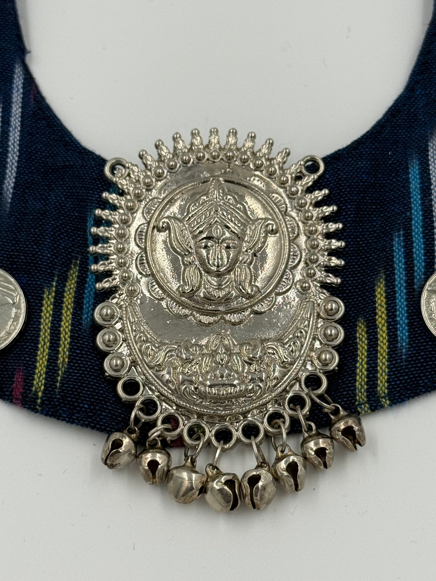 Indigo Ikat Coin Necklace