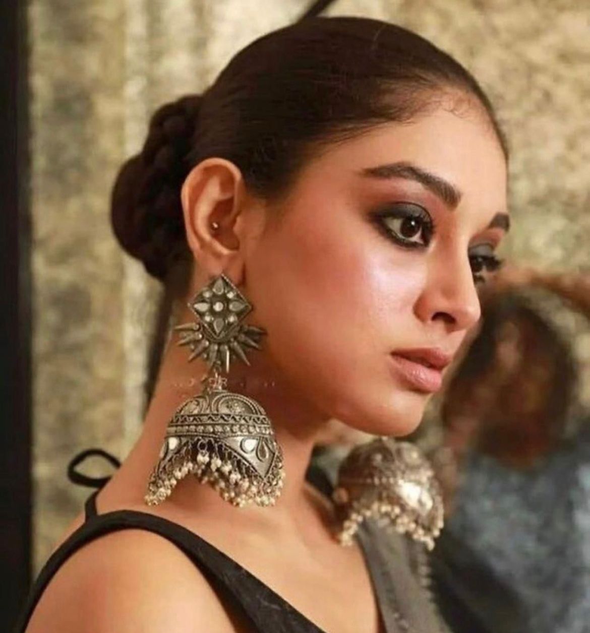 Big Jhumka Antique Polish Earrings