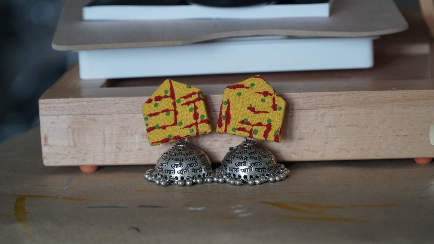 Splatter Fabric Jhumki Earrings