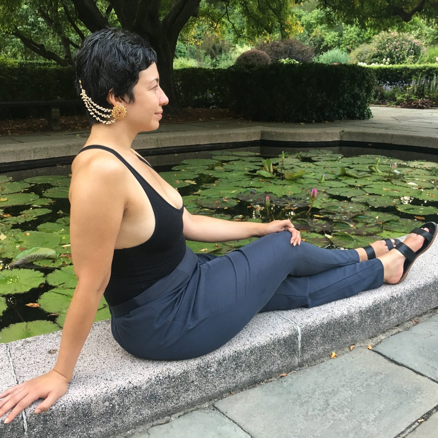 Baby Girl Pearls Hair Chain Earrings