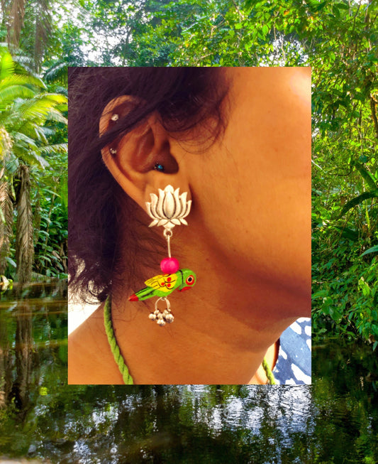 Painted Parrot Earrings