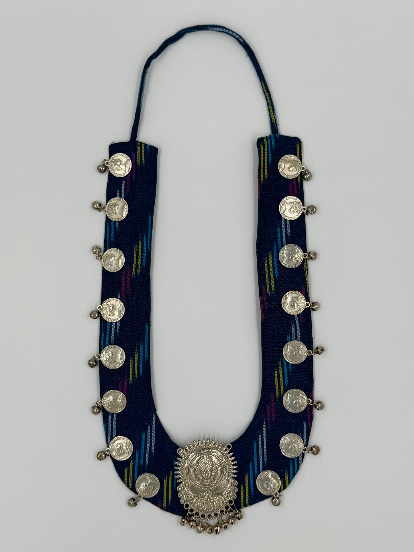 Indigo Ikat Coin Necklace