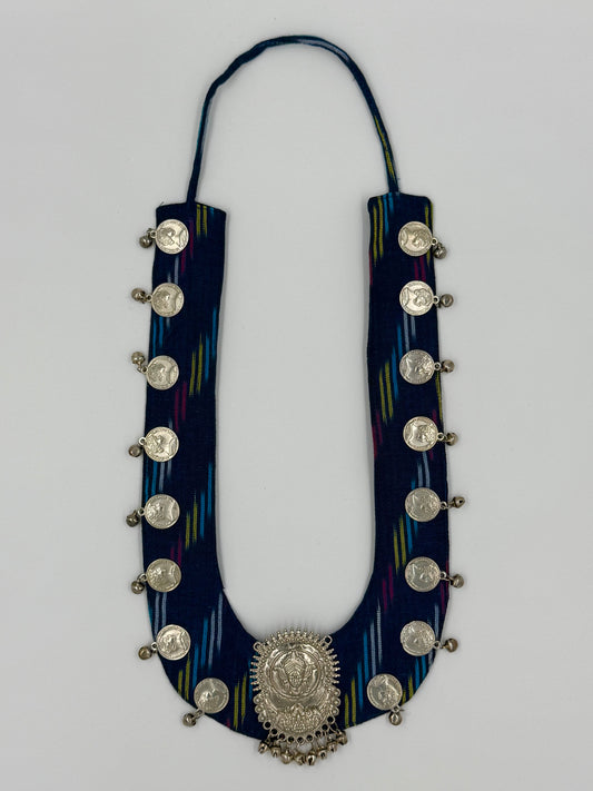 Indigo Ikat Coin Necklace