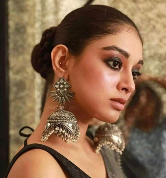 Big Jhumka Antique Polish Earrings