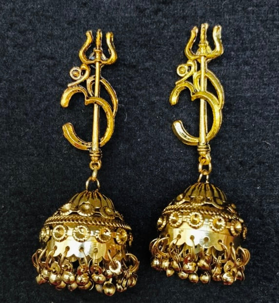 Om Trishula Earrings (Silver/Gold)
