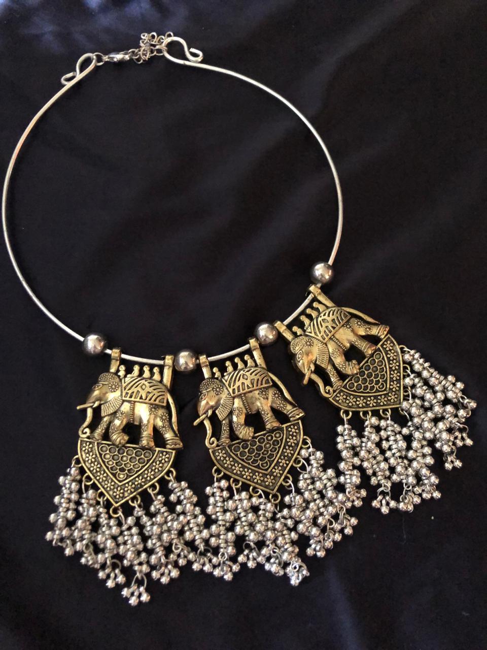 Dual Tone Elephant Hasali Necklace