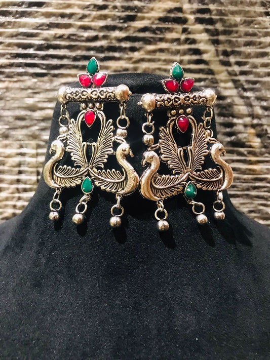 Large Peacock Gem Earrings