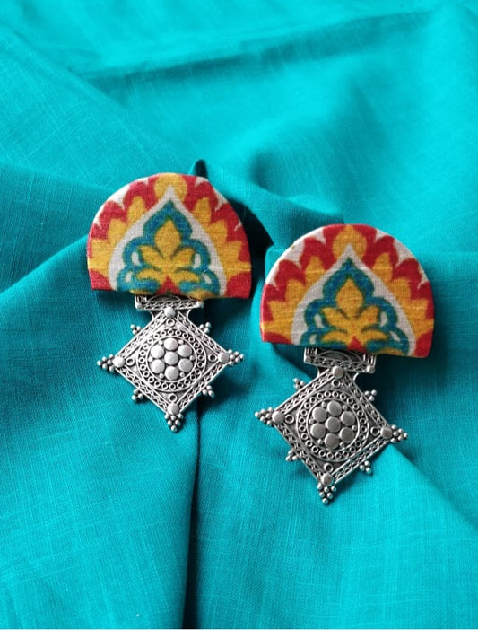 Half Circle Orange Bloom Earrings