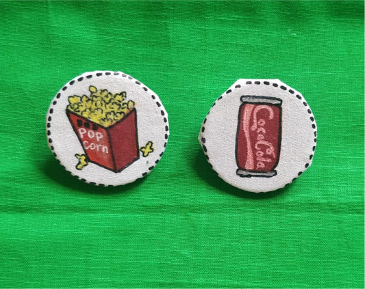 Coca Cola Popcorn Earrings