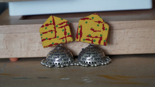 Splatter Fabric Jhumki Earrings