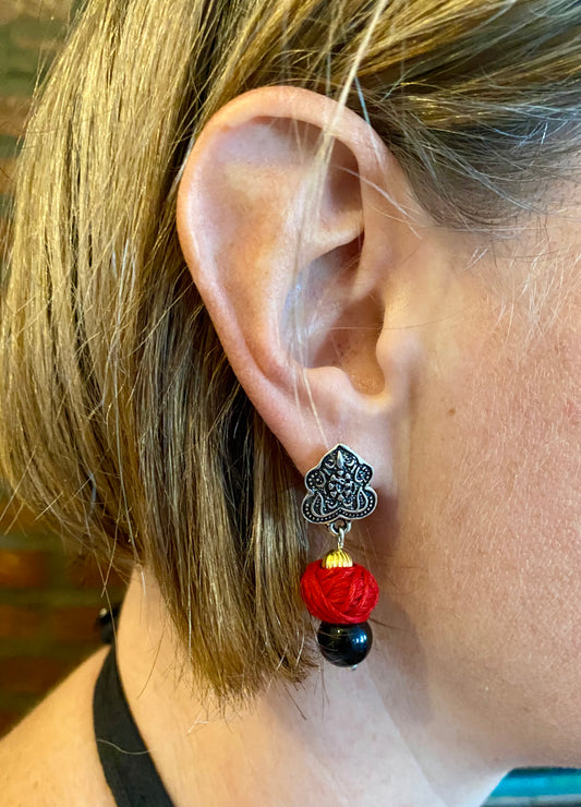 Mini Yarn Ball Earrings