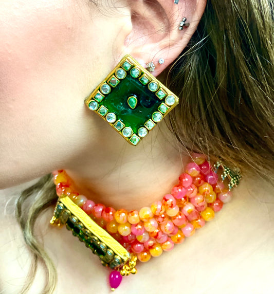 Emerald Ceramic Earrings