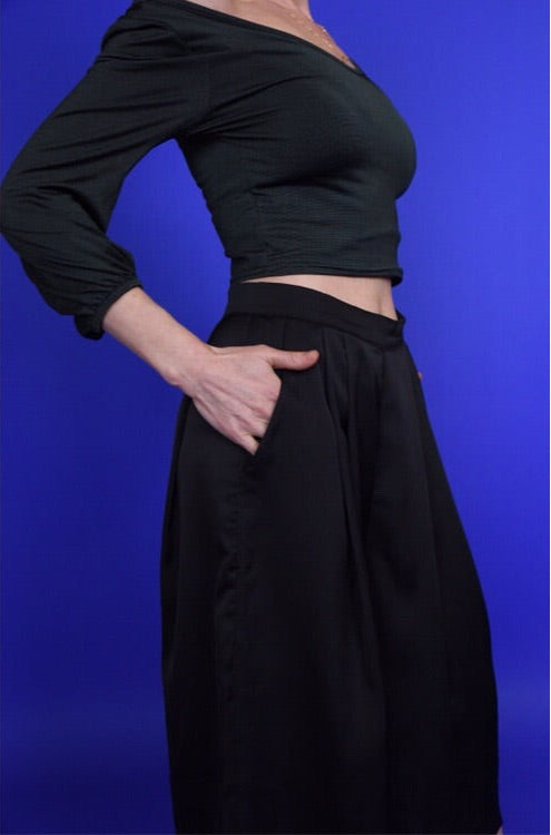 Nasty Gal Black Wide Leg Culotte Pants