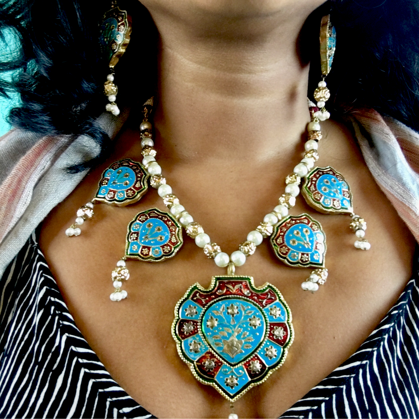 Royal Firozi Necklace and Earring Set