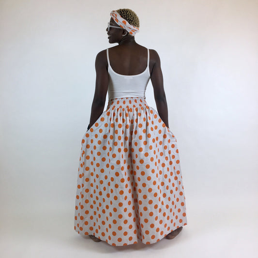 Orange Polka Dot Skirt Pants