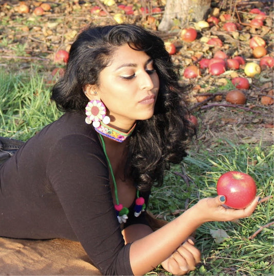 Embroidered Sunflower Earrings