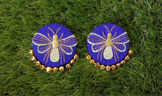 Embroidered Honey Bee Earrings
