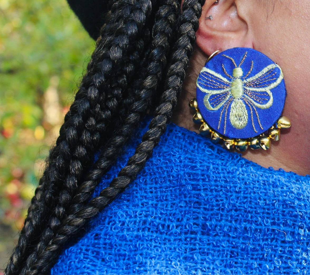 Embroidered Honey Bee Earrings