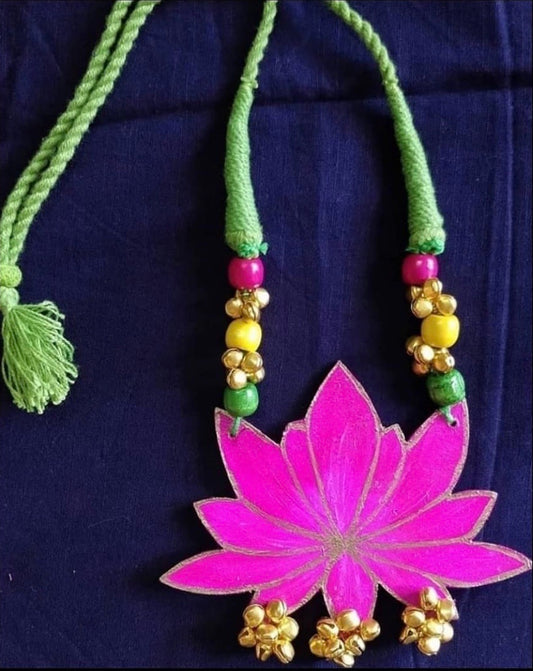 Wooden Lotus Necklace